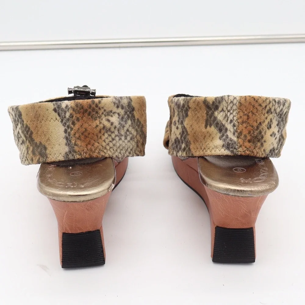 Modzori Wedge Sandals Womens 8 Platform Snakeskin Gold Reversible Fair